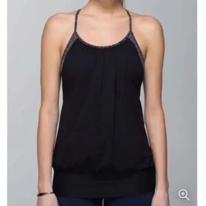 Lululemon No Limits Tank Black Mesh Top with Built-in Sports Bra Size 6